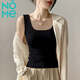 NOME吊帶背心女春夏內(nèi)搭外穿螺紋彈力無袖背心上衣 黑色【方領(lǐng)】 XL