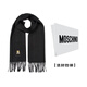 莫斯奇諾（MOSCHINO）圍巾男女通用泰迪熊刺繡圖案流蘇羊毛圍巾 50124 M5293 016 黑色