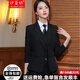 汐蔓嬌職業(yè)西裝外套女裝修身春秋氣質(zhì)小西服女士大學(xué)生面試正裝工裝作服 黑色西裝+褲子+襯衫 4XL 碼(適合體重140-150)