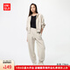 優(yōu)衣庫(kù)女裝快干休閑廓形褲運(yùn)動(dòng)彎刀鐮刀褲高腰速干加長(zhǎng)新款481246 30 淺米色 XL /165/76A