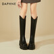 達芙妮超高跟長(cháng)靴女厚底顯瘦高筒靴百搭增高騎士靴4623404140 黑色 38 