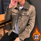 晨唐 外套男士翻領(lǐng)夾克春秋裝衣服工裝上衣秋冬季保暖大衣外套麂皮絨 HZ2801-卡其色（加絨加厚） XL
