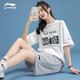 李寧（LI-NING）運動短褲女夏季新款顯高顯瘦透氣跑步健身棉質(zhì)休閑五分褲女 淺灰色(棉質(zhì)款) M