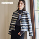 ROEYSHOUSE羅衣復古洋氣毛呢短外套女冬裝新款小香風(fēng)條紋修身西服09757 混色 L