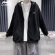 李寧（LI-NING）外套男春秋連帽衛(wèi)衣春秋季男女同款新品寬松休閑針織開衫運(yùn)動外套 標(biāo)準(zhǔn)黑（連帽款-口袋無拉鏈） M