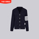 TB針織開(kāi)衫女2026秋冬外套學(xué)院風(fēng)色織男針織情侶藏青色開(kāi)衫外套 藏青 S /1