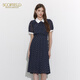SCOFIELD優(yōu)雅氣質(zhì)復(fù)古波點印花百褶中長連衣裙女裝夏季新款 藏青色（爆款加單） L 170