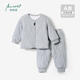棉棉柔寶寶保暖衣套裝兒童內衣冬季三層夾棉嬰兒睡衣秋冬款純棉男童秋衣 花灰【對襟冬夾棉 】 110cm