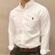 美國采購襯衫男長袖休閑秋冬純棉白襯衣保羅polo高端內(nèi)搭上衣RL男 白色 L