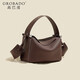高巴度（GORBADO）手提枕頭包女2026新款真皮斜挎包頭層牛皮高級感小眾單肩春夏時(shí)尚 咖啡色