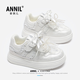 安奈兒（Annil）兒童板鞋女款2025新款冬季白色運動(dòng)鞋女童鞋小白鞋軟底輕便公主鞋 米色 【魔術(shù)貼】 33 【建議腳長(cháng)20-20.6cm】