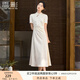 香影新中式國風(fēng)立領(lǐng)連衣裙女2025夏季新款改良旗袍風(fēng)白色提花裙子 米白 斜襟款 暗紋提花 L 165/88A/110-125斤