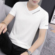 賓色夏季新款男士v領(lǐng)短袖T恤男字母印花修身莫代爾冰絲潮流雞心領(lǐng)體恤 白色 2XL