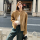 艾珠兒（Aizhuer）麂皮絨外套女夾克女短款2024秋季新款韓版復(fù)古休閑時(shí)尚設(shè)計(jì)感外套 卡其色 M