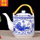 傳世瓷 景德鎮(zhèn)陶瓷茶壺大容量飯店涼水壺特大號冷水壺青花提梁泡茶壺水壺陶瓷壺涼水壺特大泡茶壺 荷塘月色2.8升