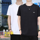 JEEP吉普短袖T恤男冰絲圓領(lǐng)夏季打底衫透氣運動(dòng)汗衫速干衣服男裝團購 黑色+白色 3XL( 建議150-165斤)