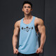 擼鐵狗運動(dòng)健身背心男士寬松工字肌肉訓練速干衣透氣吸汗彈力無(wú)袖健美服 淺藍色 L