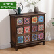 丘林瑟美式實(shí)木復古儲物柜客廳彩繪抽屜式收納柜臥室斗柜陽(yáng)臺多層置物柜 D603炭烤色-12畫(huà)(橫) 整裝