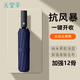 天堂傘雨傘全自動(dòng)一鍵開(kāi)收純色晴雨兩用傘遮陽(yáng)防曬男女黑膠防紫外線(xiàn)傘 2#午夜藍-12骨黑膠加大款