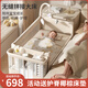 FORSUNNY嬰兒床多功能可折疊可移動(dòng)拼接床0-3歲新生兒寶寶搖搖床哄睡神器 秋錦 嬰兒床帶床墊尿布臺蚊帳可變搖籃搖床 嬰兒用品滿(mǎn)月禮物活動(dòng)送椰棕床墊