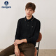 納維凱爾意大利小帆船男全棉長(cháng)袖POLO衫休閑翻領(lǐng)T恤1335022041 黑 3XL/56 