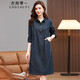 衣典零一牛仔連衣裙2023春秋季女裝新款中年小個(gè)子休閑洋氣質(zhì)長(cháng)袖襯衫裙子 牛仔 M （建議95-112斤）