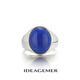 IDEAGEMER925銀青金石圖章戒指男士時(shí)尚輕奢簡(jiǎn)約經(jīng)典極簡(jiǎn)風(fēng)歐美風(fēng)開(kāi)口指環(huán) 青金石圖章戒指-開(kāi)口19-21號