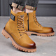 波佐斯（POEZONIS）真皮羊毛馬丁靴男冬季潮流男士保暖加絨工裝靴厚底防寒東北雪地靴 黃色 四季單靴 41