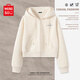 名創(chuàng  )優(yōu)品（MINISO）外套女春秋款2026新款衣服開(kāi)衫小個(gè)子連帽衛衣女顯瘦百搭休閑女裝 【春秋薄款】奶白(自由筆尖胸標)-短款 M 160 (新一代升級工藝)