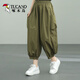 啄木鳥(niǎo)九分褲寬松女裝顯瘦燈籠褲女2026春秋季新款文藝松緊顯瘦哈倫褲子 軍綠  XL 120-140