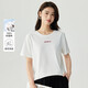 茵曼全棉logo繡花短袖T恤女夏季寬松顯瘦舒適休閑上衣 白色 L 