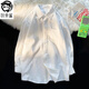 狄帝鯊（DIDISHA）棉麻襯衫男春秋長(cháng)袖ins港風(fēng)日系休閑百搭潮流純色寬松亞麻上衣潮 白色 2XL