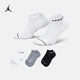 耐克（NIKE）Jordan官方耐克喬丹透氣運(yùn)動(dòng)船襪(3雙)秋季速干訓(xùn)練支撐DX9656 911白/黑/碳素灰/黑/黑/白 L