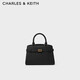 CHARLES&KEITH金屬扣帶飾手提包單肩包凱莉包包生日禮物七夕禮物CK2-50160102
