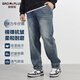 胖哥哥大碼男裝牛仔褲加肥加大小直腳長(cháng)褲男士休閑直筒男褲子肥佬長(cháng)褲 懷舊藍(薄款) 7XL （260-280斤）
