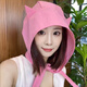 蟻倘遷小惡魔速干防曬帽夏遮陽(yáng)帽女士薄款防紫外線(xiàn)頭巾帽子可愛(ài)小眾出游 玫紅粉（帽子包包兩用） 均碼（56-60cm）