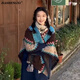 JIASHENGXI 麗江披肩民族風(fēng)新疆西藏旅游穿搭青海云南外搭斗篷外套披風(fēng)圍巾女 天空藍(百搭新色) 毛披肩