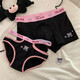 著福（ZHUOFU）甜庫(kù)cp*情侶內(nèi)褲一男一女可愛(ài)甜辣腰帶卡通純欲風(fēng)女三角男平角褲 黑粉庫(kù)洛【情侶款一男一女】 2條 女M男XL