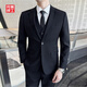 西服套裝男士修身商務(wù)休閑職業(yè)正裝上班工作結婚禮服伴郎西裝外套 (單件裝)黑色西裝外套 2XL