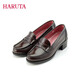 HARUTAHaruta46030日系粗跟單鞋女學(xué)生百搭英倫風(fēng)小皮鞋樂(lè )福鞋jk制服鞋 棕色 39