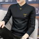 敖琥 秋冬莫代爾男士長(cháng)袖保暖t恤加絨打底衫加厚內搭秋衣上衣體恤衫男 黑色【秋款】 XL【135-150斤】
