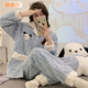 歐鹿汐月子服秋冬法蘭絨加厚加絨孕婦睡衣冬季珊瑚絨保暖產(chǎn)婦喂奶哺乳衣 ASY49009 L碼 (建議100-125斤)