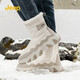 Jeep吉普雪地靴男靴冬季新款皮毛一體棉靴防滑抗寒加絨加厚保暖棉鞋子 米色 40