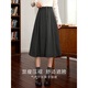 熙世界（sllsky）赫本風(fēng)棕色半身裙女秋冬新款高腰氣質(zhì)中長(cháng)裙a字百褶裙子 海鷗灰 L