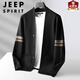 JEEP SPIRIT男裝春秋毛衫男士針織羊絨開(kāi)衫純色韓版修身無(wú)領(lǐng)毛衣對(duì)襟外套 黑色【尺寸偏小，建議拍大一碼】 L