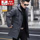 皮爾卡丹（pierre cardin）輕薄羽絨服男士中長(zhǎng)款商務(wù)休閑簡(jiǎn)約中年爸爸防風(fēng)連帽保暖鴨絨外套 灰色 6629972羽絨服 170/M