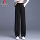 皮爾卡丹香蕉褲闊腿褲女春秋2025新款歐貨寬松直筒休閑褲女裝褲子垂感 黑色 款 常規 3XL /135-145斤