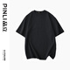 品立（PINLI）T恤男短袖100%純棉休閑打底衫純色圓領(lǐng)男士半袖體恤上衣 黑色 L 175