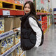 CamalgOri少女中學(xué)生羽絨綿服馬甲學(xué)生女立領(lǐng)無帽寬松背心可外穿坎肩顯瘦款 黑色 XL 建議120-138斤