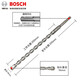 博世（BOSCH）電錘鉆頭 S3圓柄四坑穿墻打孔 兩坑兩槽鉆頭博士混凝土沖擊鉆頭 16*310mm